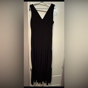 Long soft smooth black, bottom wavy skirt